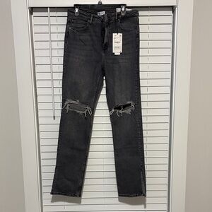 Zara Charcoal Denim Pants / Split Skinny Jean
